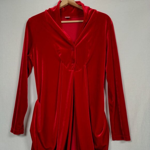 Vintage Y2K Magdalena Velour Duster Shirt S Red Whimsigoth Renaissance Vampire - Picture 6 of 16